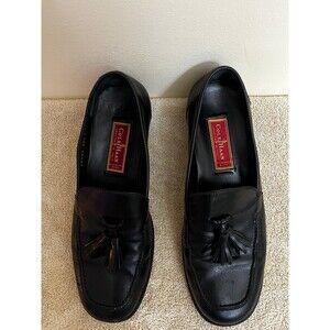 COLE HAAN City Tassel Loafers Dress Shoes Sz. 10.5 Black Leather ITALY Men's